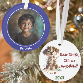 Naughty Puppy Santa Negotiations Ornament