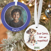 Naughty Puppy Santa Negotiations Ornament