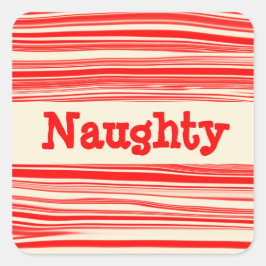 Naughty Red Peppermint Candy Marble Weihnachten Quadratischer Aufkleber