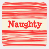 Naughty Red Peppermint Candy Marble Weihnachten Quadratischer Aufkleber (Vorderseite)