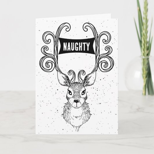 Naughty Reindeer lustige Weihnachtskarte Karte (Vorderseite)