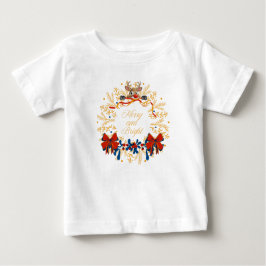 Naughty Rentier Christmas Peking Dark Blue Gold Baby T-shirt
