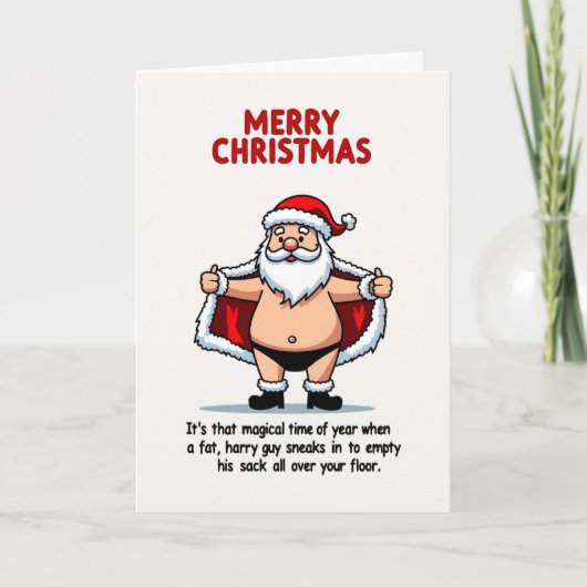 Naughty Santa Christmas Card Funny Joke Karte (Vorderseite)