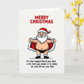 Naughty Santa Christmas Card Funny Joke Karte (Gelbe Blume)