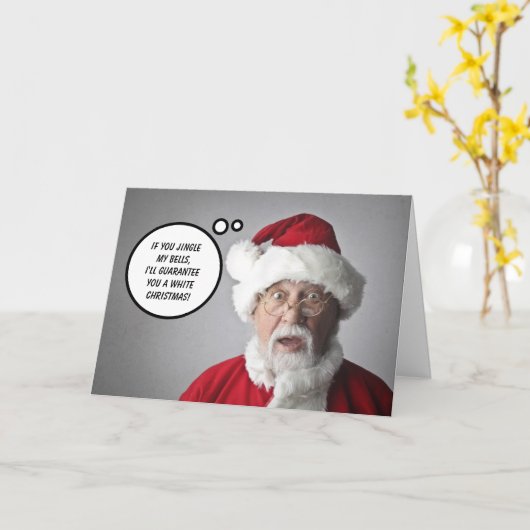 Naughty Santa Claus, Weihnachts Gruß Karte (Gelbe Blume)