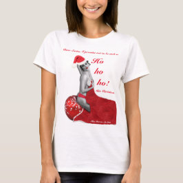 Naughty Santa Pinup Joke Ladys Christmas T - Shirt