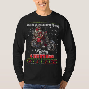 Naughty Santa Riding Motorrad Weihnachten Dirt Bik T-Shirt