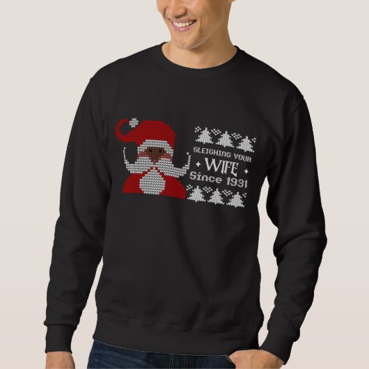 Naughty Santa Sleighing Ihre Ehefrau Weihnachten Sweatshirt (Vorderseite)