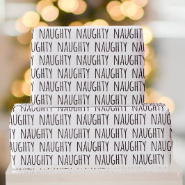 Naughty Schwarz-weiß Typografy Pattern Weihnachten Geschenkpapier