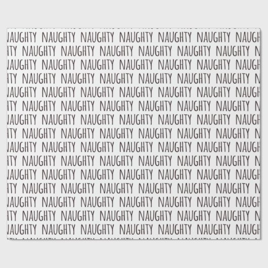 Naughty Schwarz-weiß Typografy Pattern Weihnachten Geschenkpapier (Flach)