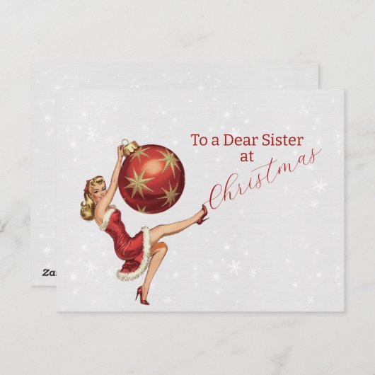 Naughty Sister Christmas Card Feiertagskarte (Vorne/Hinten)