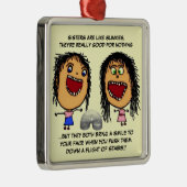 Naughty Sisters Silbernes Ornament (Rechts)