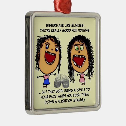 Naughty Sisters Silbernes Ornament (Rechts)