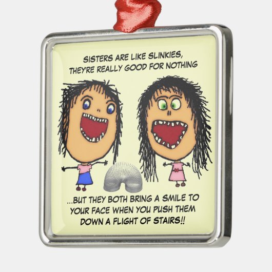 Naughty Sisters Silbernes Ornament (Links)