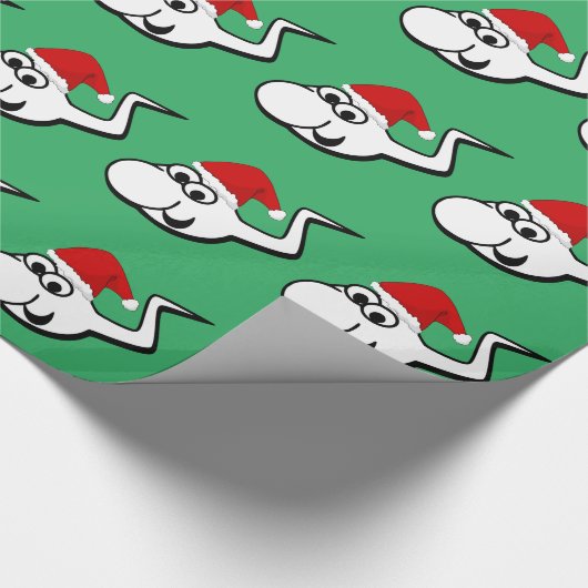 Naughty Sperma mit Weihnachtsmannmütze Geschenkpapier (Ecke)