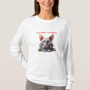 Naughty Sphynx Cat Christmas T-Shirt