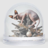 Naughty Sphynx Weihnachtskatze Snow Globe Schneekugeln (Vorderseite)