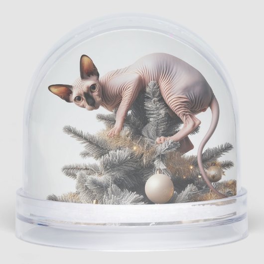 Naughty Sphynx Weihnachtskatze Snow Globe Schneekugeln (Vorderseite)