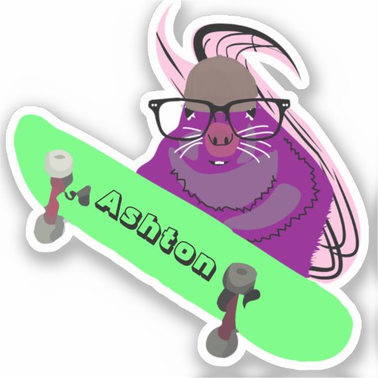 Naughty Squirrel #1024 Individuelle Name Skate Aufkleber (Vorderseite)