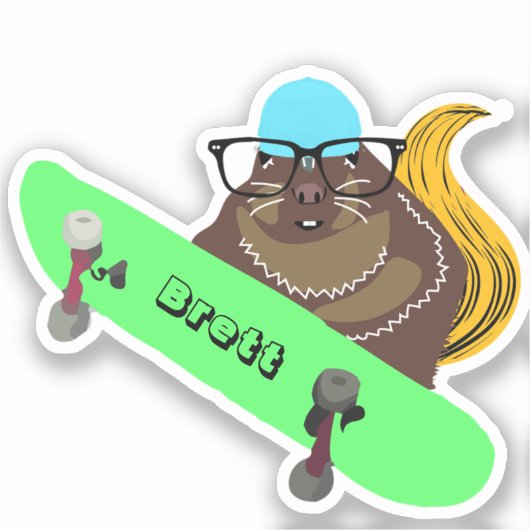 Naughty Squirrel #837 Brett Skateboarding Aufkleber (Vorderseite)