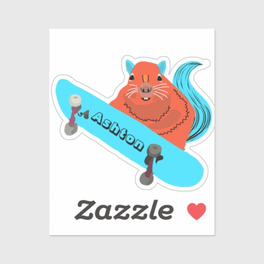 Naughty Squirrel #974 Individuelle Name Skate Aufkleber (Blatt)