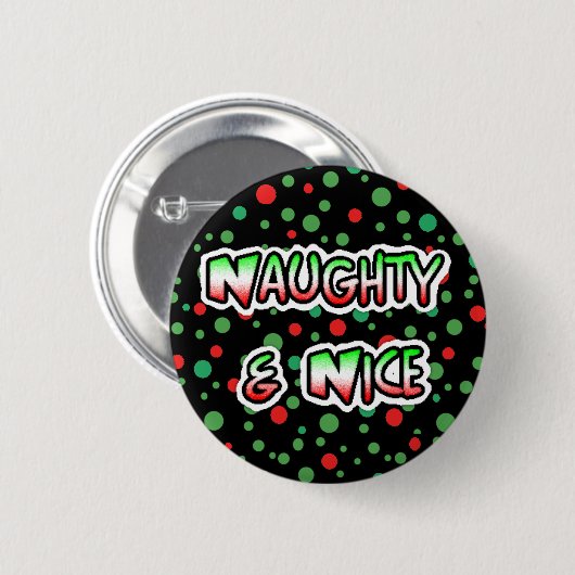 Naughty und Nice Christmas Spaß Button (Vorne & Hinten)