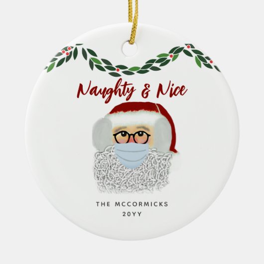 Naughty und Nice Funny Funny Weihnachten Keramik Ornament (Vorne)