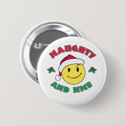 Naughty und Nice - Happy Face Button (Vorne & Hinten)