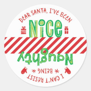 Naughty und Nizza Weihnachtssticker Runder Aufkleber
