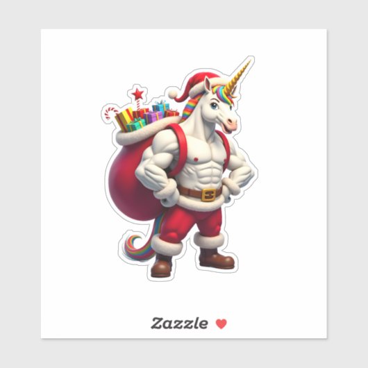 Naughty Unicorn Pun Funny Family Christmas Morning Aufkleber (Blatt)