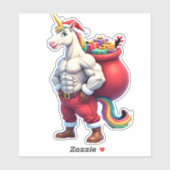 Naughty Unicorn Pun Funny Family Christmas Morning Aufkleber (Blatt)