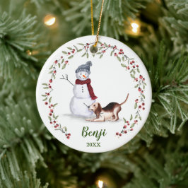 Naughty Watercolor Beagle Dog Foto Memory Keramik Ornament