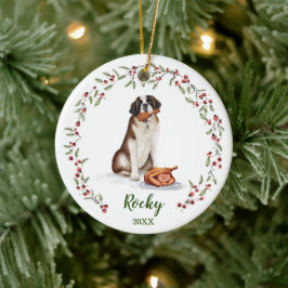 Naughty Watercolor St Bernard Dog Foto Gedächtnis Keramik Ornament