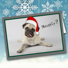 Naughty Weihnachtsmannmütze Mops Dog Weihnachten