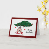 Naughty Welsh Terrier Weihnachtskarte Karte (Gelbe Blume)