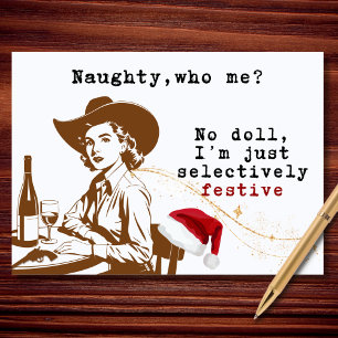 Naughty Who Me Lustige Vintage-Cowgirl Weihnachten