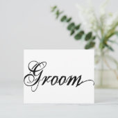 Naughy Grunge Script - Groom Black Postkarte (Stehend Vorderseite)