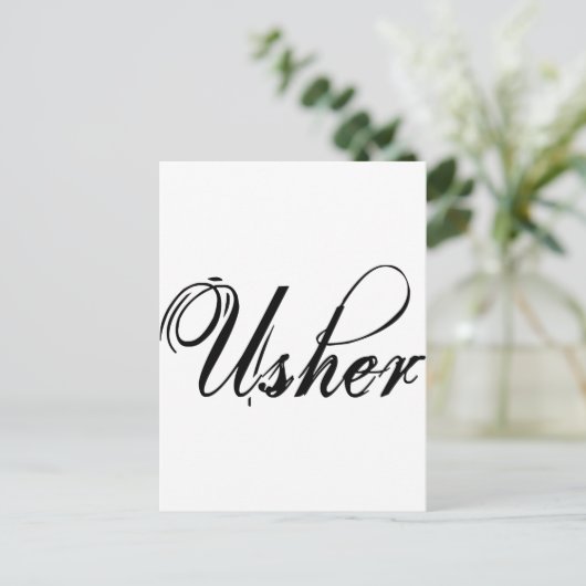 Naughy Grunge Script - Usher Black Postkarte (Stehend Vorderseite)
