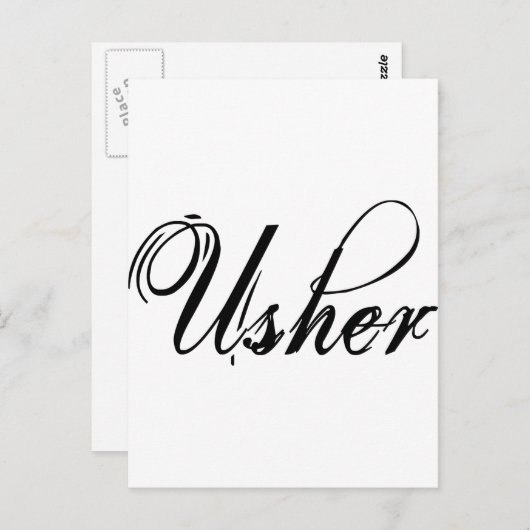 Naughy Grunge Script - Usher Black Postkarte (Vorne/Hinten)