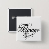 Naughy Grunge-Skript - Blumen-Mädchen-Schwarzes Button (Vorne & Hinten)