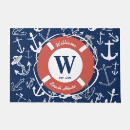 Naugram Navy Blue Anchor Beach House Fußmatte