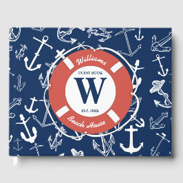 Naugram Navy Blue Anchor Beach House Gästebuch