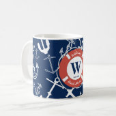 Naugram Navy Blue Anchor Beach House Kaffeetasse (Vorderseite Links)