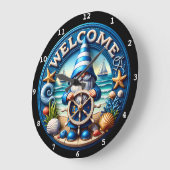 Nauome Gnome Welcome Beach Clock Große Wanduhr (Winkel)