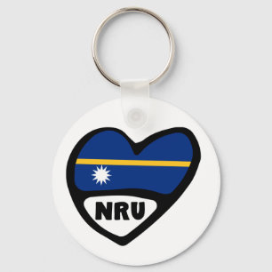 Nauru Country Code Flag Herz Keyring, NRU Schlüsselanhänger