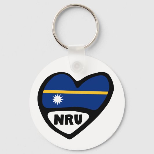 Nauru Country Code Flag Herz Keyring, NRU Schlüsselanhänger (Vorderseite)