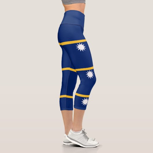 Nauru-Flagge Capri Leggings (Rechts)