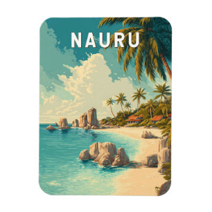 Nauru Illustration Reise Kunst Vintage Magnet