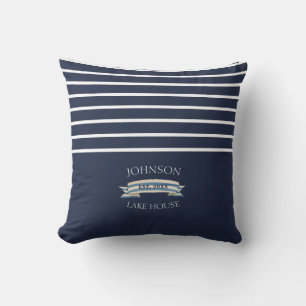 Nausea Blue White Family Name Lake House Kissen