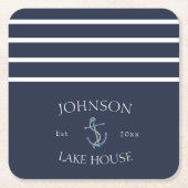 Nausea Blue White Family Name Lake House Rechteckiger Pappuntersetzer (Vorderseite)